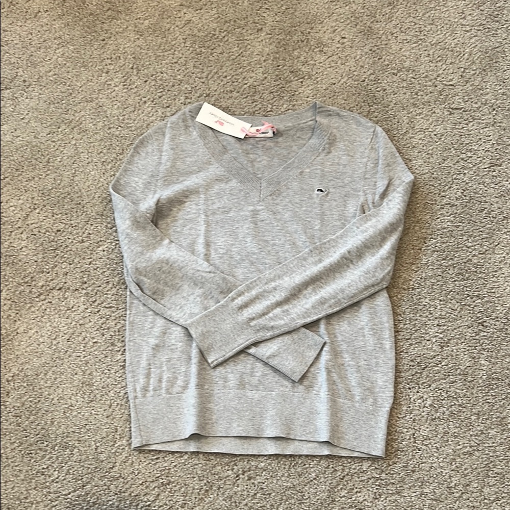 Vineyard Vines Gray V-Neck Sweater Soft Knit